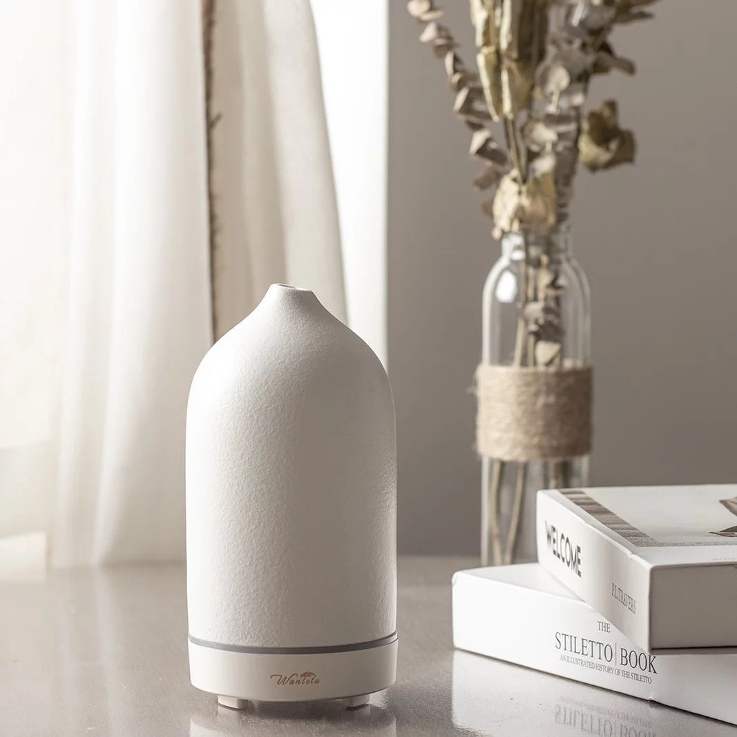 Diffusers for Essential Oils,Ceramic Diffuser,120Ml Ultrasonic Aromatherapy Diffusers with Auto Shut off Function for Home Office Room(White)