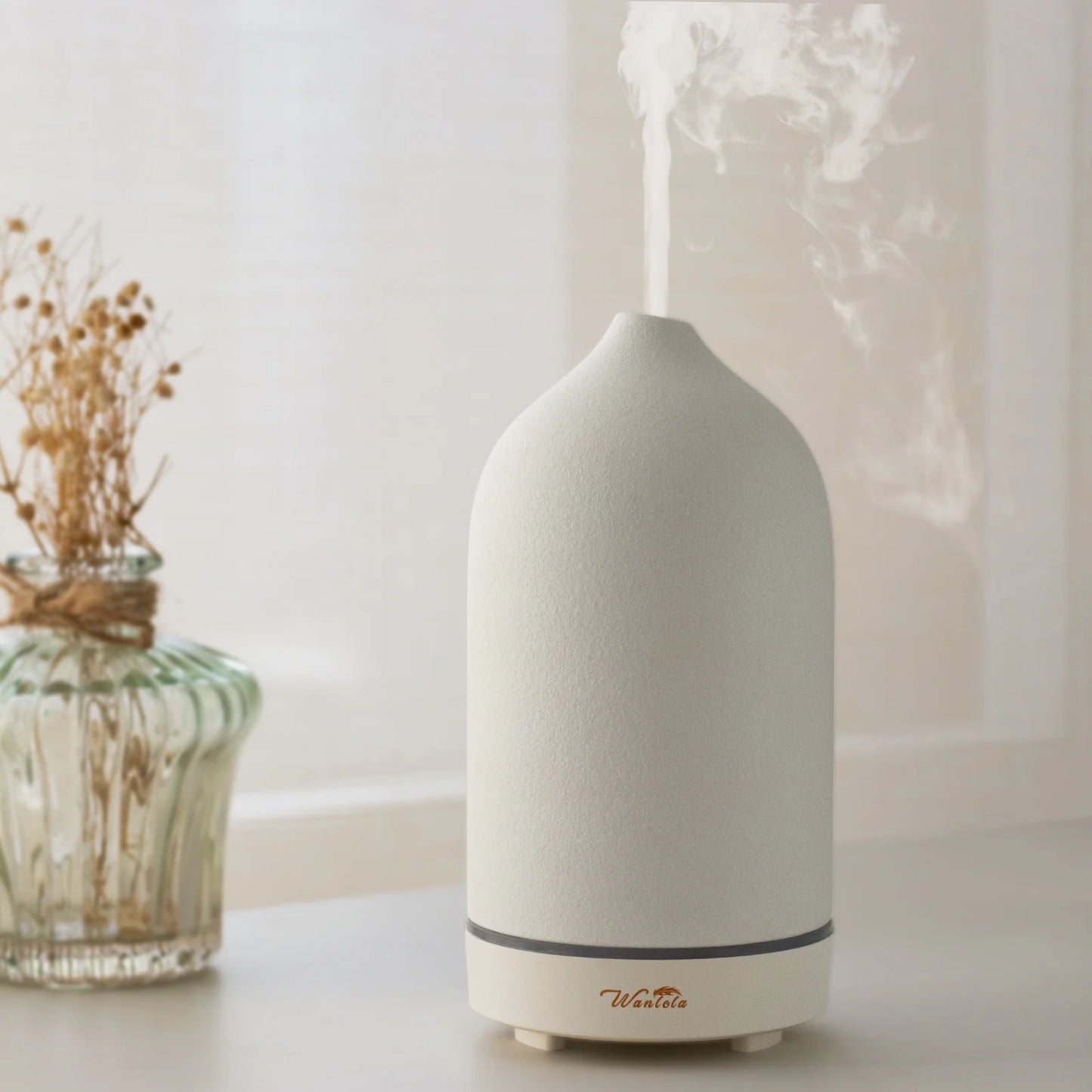 Diffusers for Essential Oils,Ceramic Diffuser,120Ml Ultrasonic Aromatherapy Diffusers with Auto Shut off Function for Home Office Room(White)
