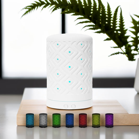 Ceramic Oil Diffuser – Ultrasonic, LED, Auto Shut-Off