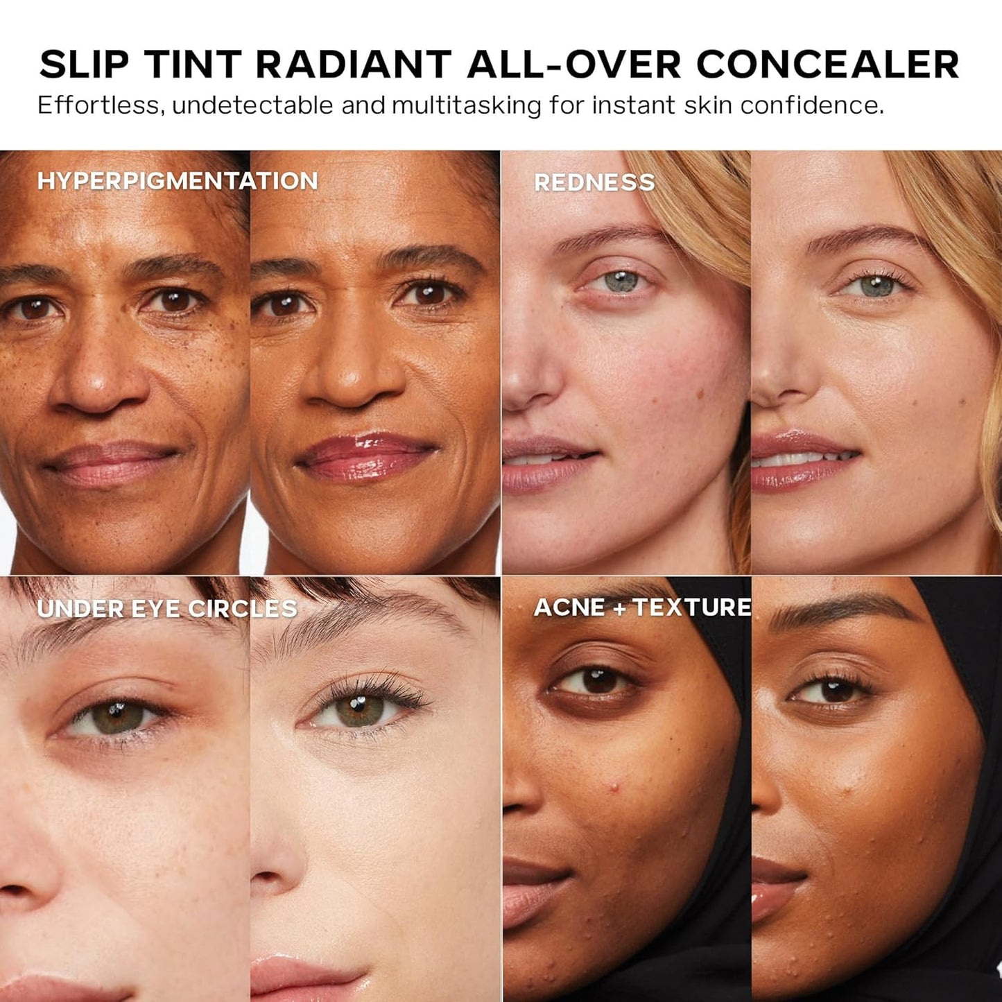 Slip Tint Radiant Cream Concealer & All-Over Face Makeup - Concealer for Dark Circles, Redness & Blemishes - Lightweight Makeup Made with Hydrating Hyaluronic Acid - Shade 1 (0.17 Oz)